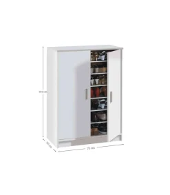 Armario multiusos 2 puertas Lassie en blanco, 75cm(ancho) 101cm(altura) 36cm(fondo)