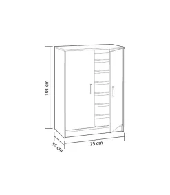 Armario multiusos 2 puertas Lassie en blanco, 75cm(ancho) 101cm(altura) 36cm(fondo)