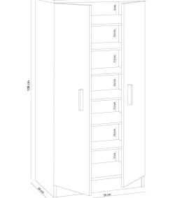 Armario multiusos 2 puertas Sfera en blanco 55 cm(ancho) 108 cm(altura) 35 cm(fondo)