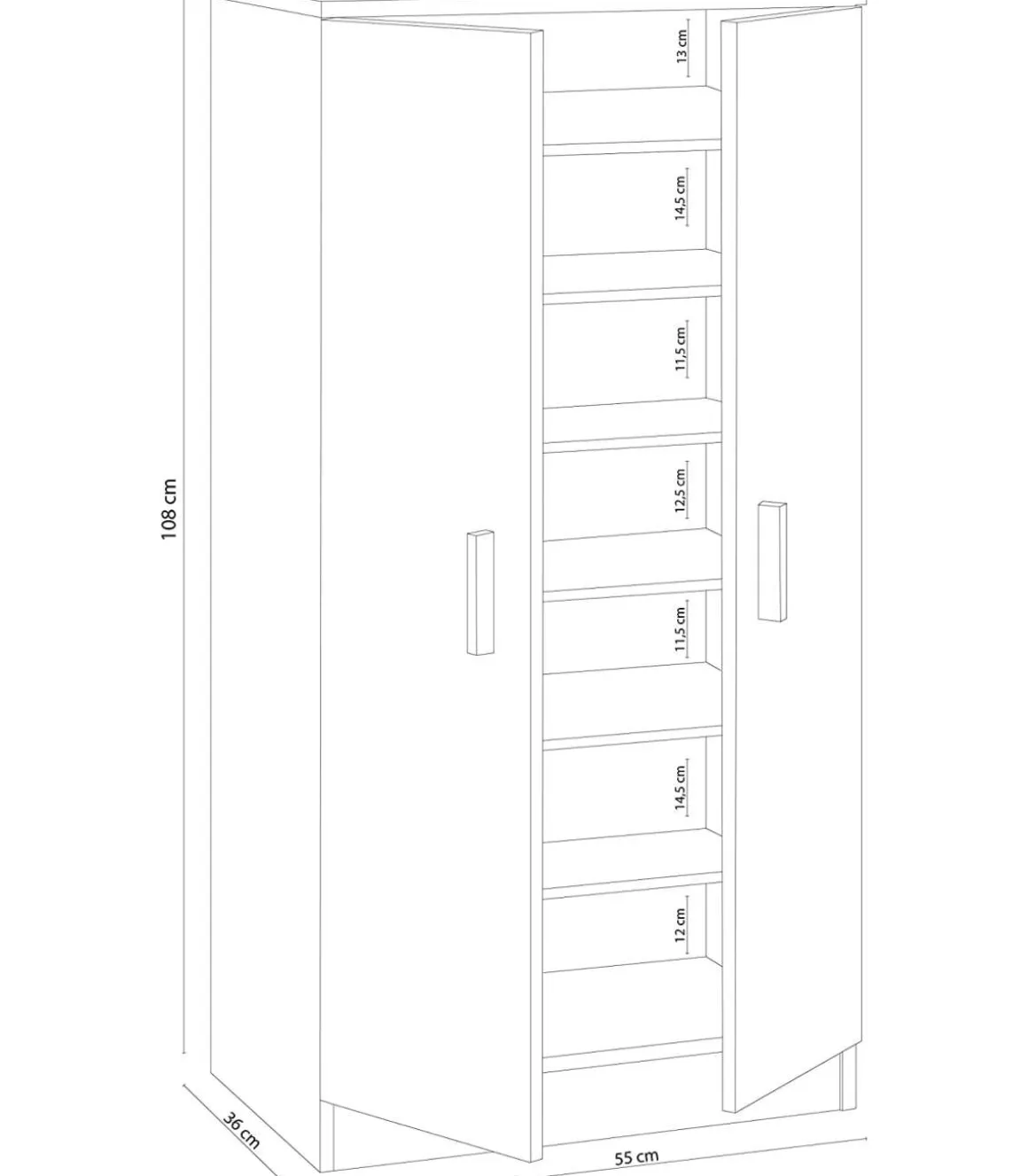 Armario multiusos 2 puertas Sfera en blanco 55 cm(ancho) 108 cm(altura) 35 cm(fondo)