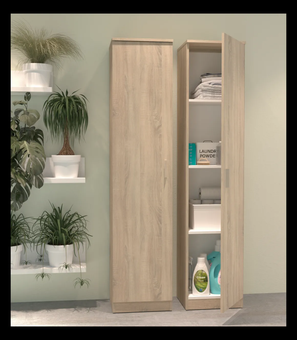 Armario multiusos Tibet acabado roble cambrian, 40 cm(ancho) 180 cm(altura) 35 cm(fondo)
