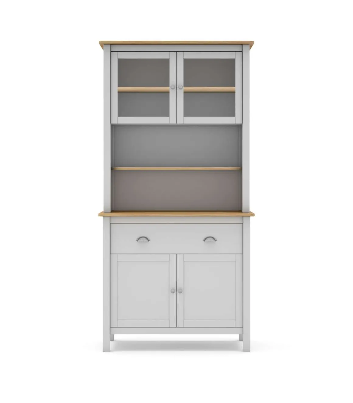 Armario multiusos tipo buffet 4 puertas 2 cajones Miguel acabado blanco/roble, 180.5cm(alto) 90cm(ancho) 40cm(largo)