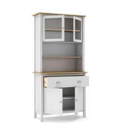 Armario multiusos tipo buffet 4 puertas 2 cajones Miguel acabado blanco/roble, 180.5cm(alto) 90cm(ancho) 40cm(largo)