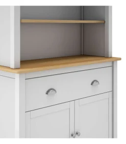 Armario multiusos tipo buffet 4 puertas 2 cajones Miguel acabado blanco/roble, 180.5cm(alto) 90cm(ancho) 40cm(largo)