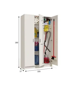 Armario multiusos tres puertas Milan en blanco, 109 cm(ancho) 180 cm(altura) 37 cm(fondo)