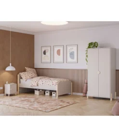 Armario 2 puertas abatible Emma acabado crema/cera blanca, 92.8cm(Ancho) 45cm(Fondo) 180cm(Alto