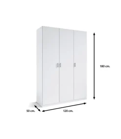 Armario 3 puertas abatibles acabado en blanco 180 cm(alto)120 cm(ancho)50 cm(fondo)