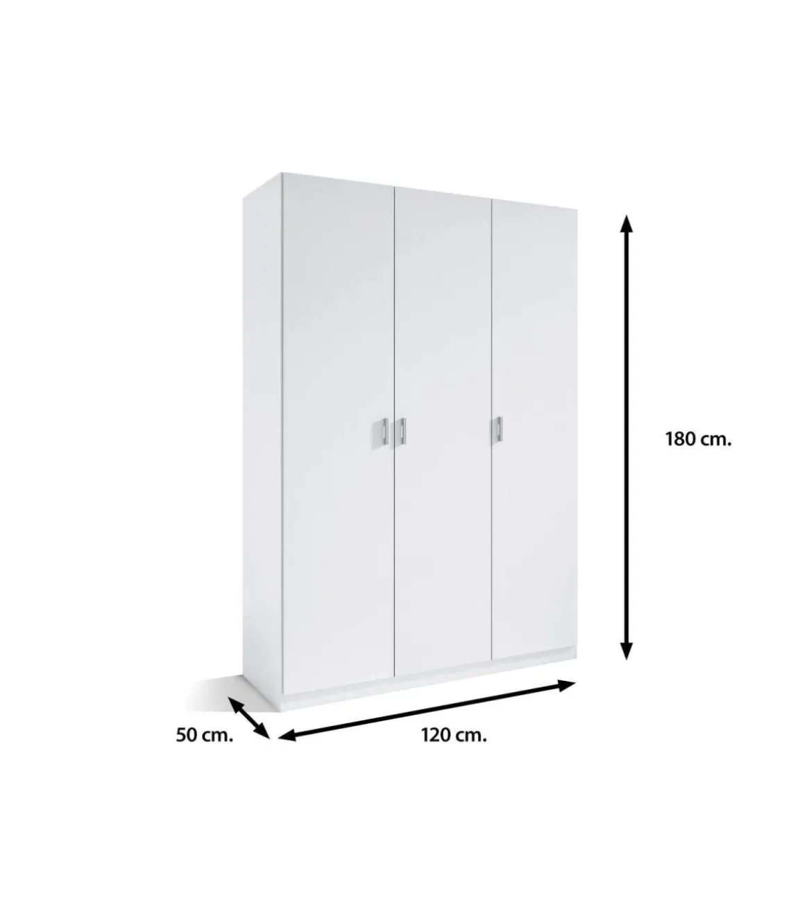 Armario 3 puertas abatibles acabado en blanco 180 cm(alto)120 cm(ancho)50 cm(fondo)