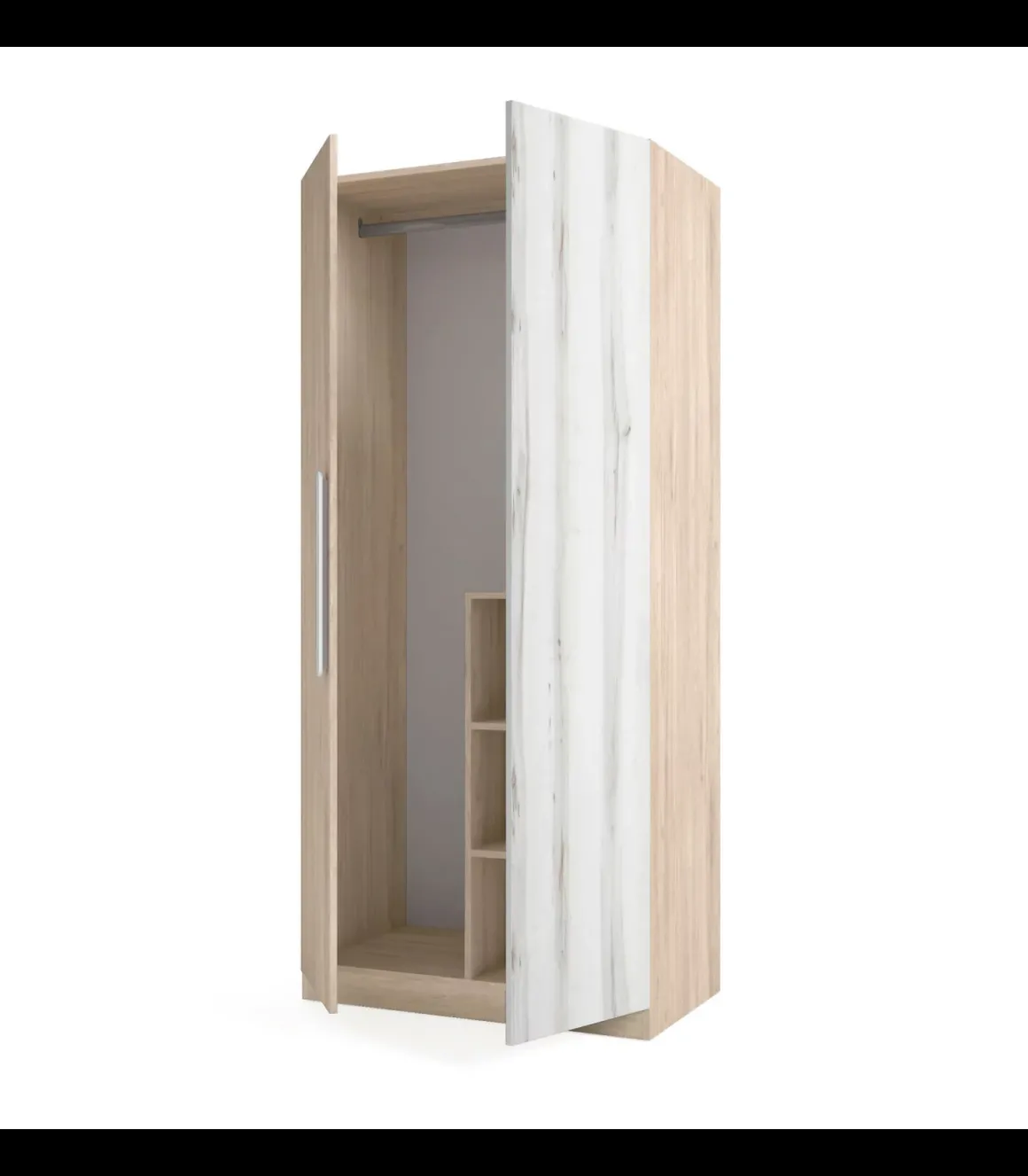 Armario 2 puertas abatibles acabado sahara/blanco, 200cm(alto) 90cm(ancho) 53cm(fondo)