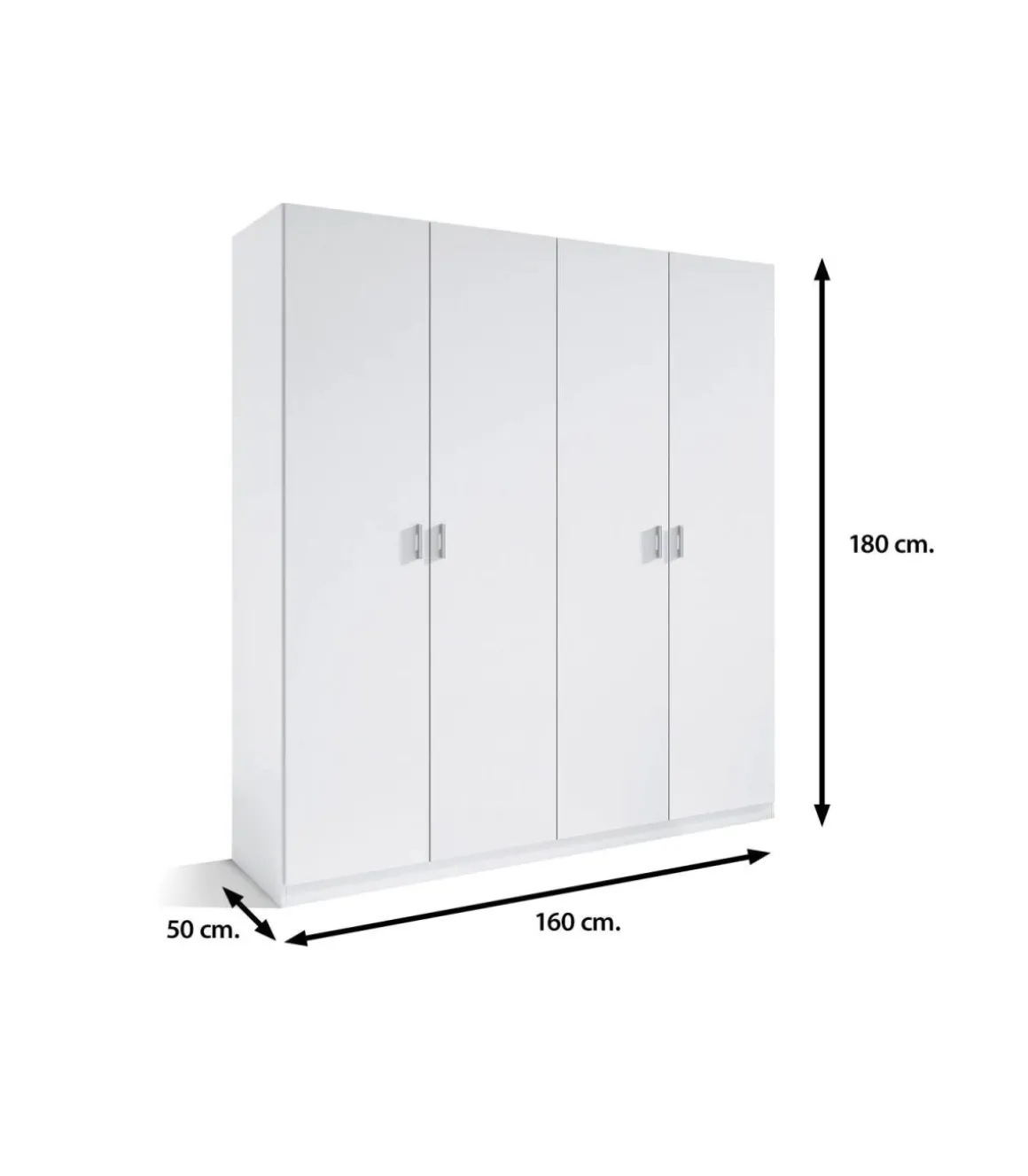 Armario 4 puertas abatibles blanco 180 cm(alto)160 cm(ancho)50 cm(fondo)