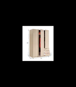 Armario 3 puertas abatibles 3 cajones acabado roble. 180cm(alto). 121cm(ancho). 52cm(fondo).