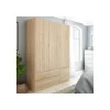 Armario 3 puertas abatibles 4 cajones acabado roble. 200cm(alto). 135cm(ancho). 52cm(fondo).