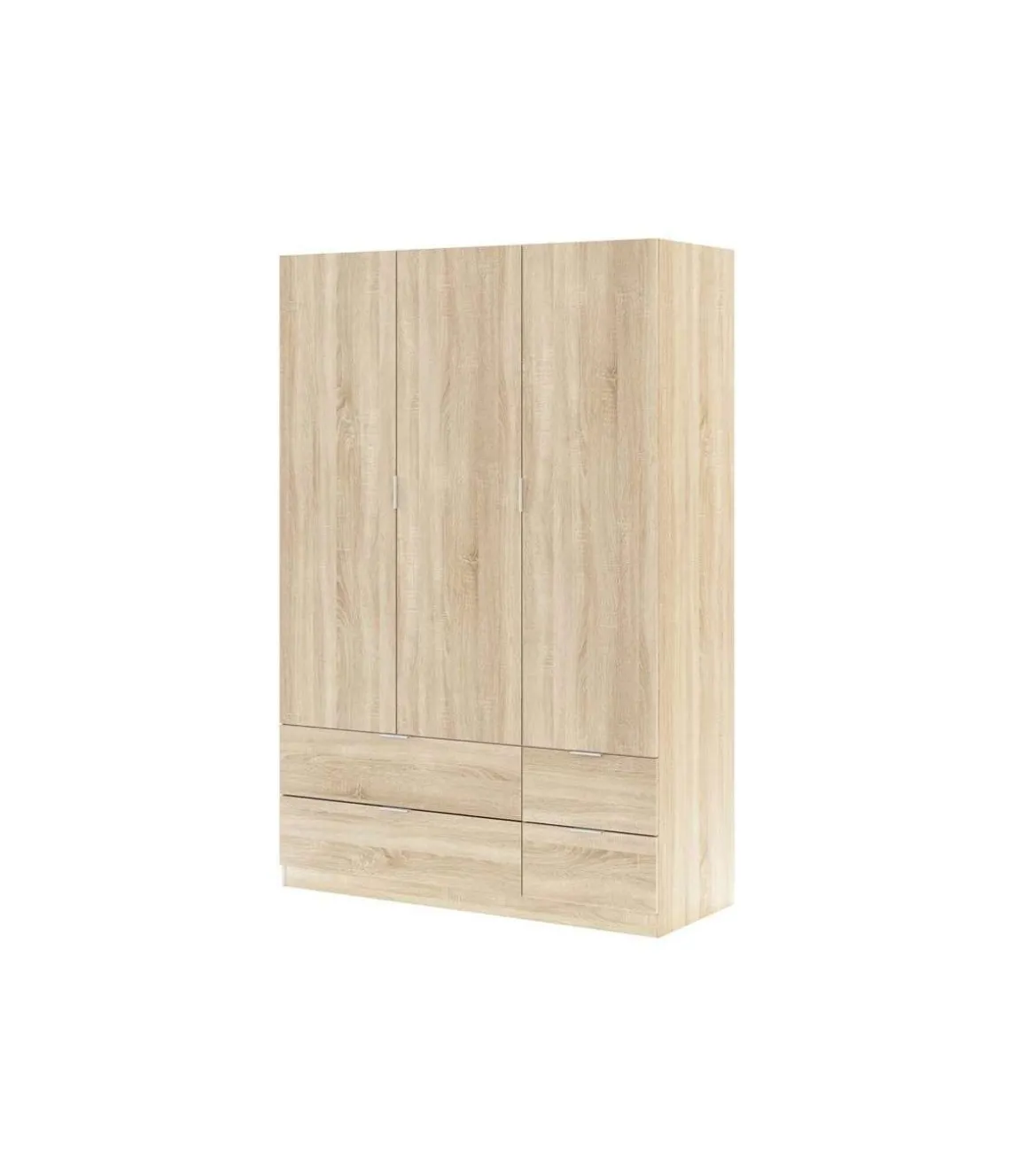 Armario 3 puertas abatibles 4 cajones acabado roble. 200cm(alto). 135cm(ancho). 52cm(fondo).