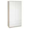 Armario 2 puertas 2 cajones abatibles acabado roble cortez/blanco 200 cm(alto)100 cm(ancho)50 cm(fondo)