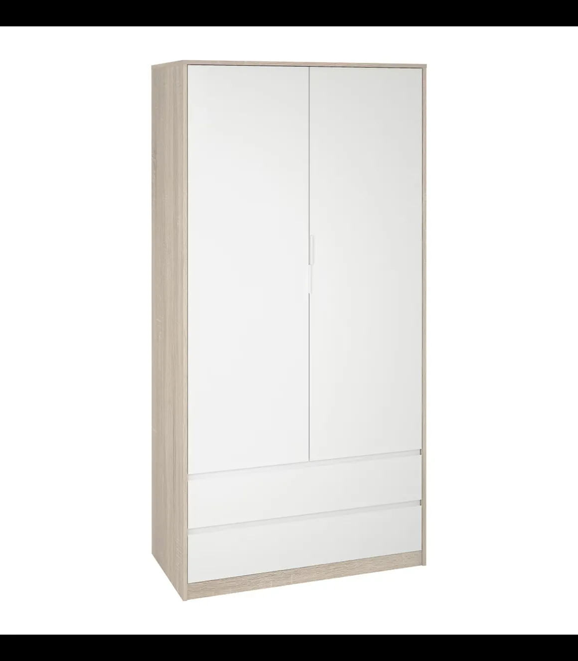 Armario 2 puertas 2 cajones abatibles acabado roble cortez/blanco 200 cm(alto)100 cm(ancho)50 cm(fondo)