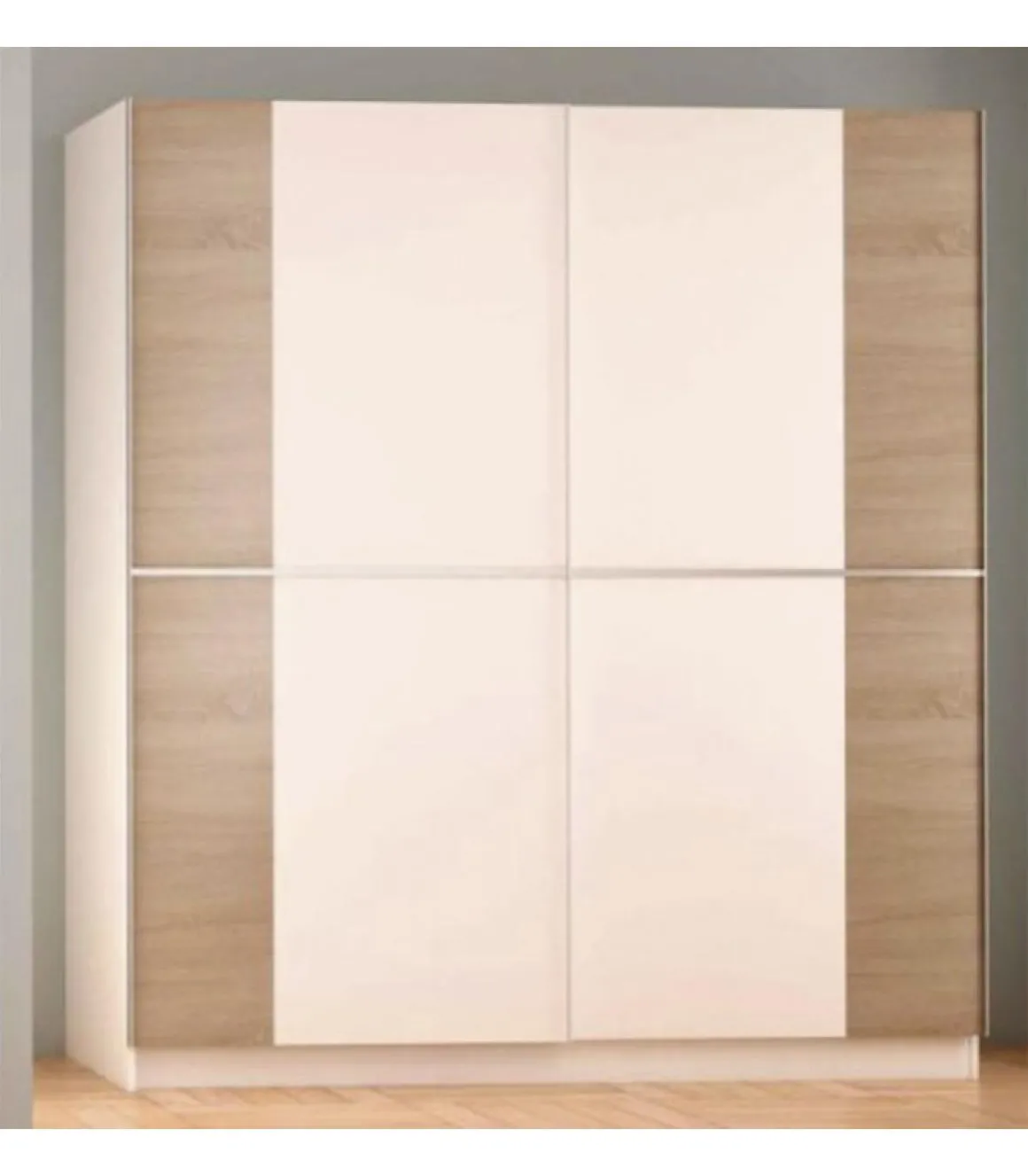 Armario 2 puertas correderas acabado blanco/roble 200 cm(alto)180 cm(ancho)60 cm(fondo)