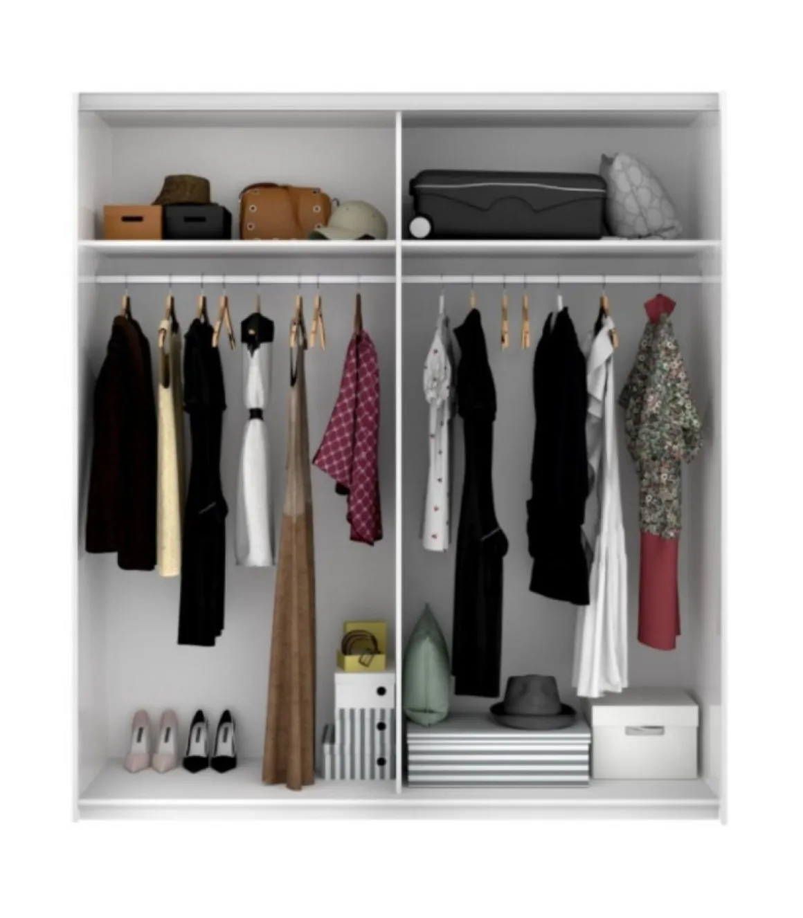 Armario 2 puertas correderas acabado blanco/roble 200 cm(alto)180 cm(ancho)60 cm(fondo)