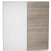 Armario 2 puertas correderas acabado en blanco/roble, 200 cm(alto)180 cm(ancho)60 cm(fondo)