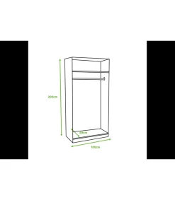 Armario 2 puertas correderas acabado roble/blanco, 200 cm(alto)100 cm(ancho)50 cm(fondo.