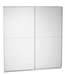 Armario 2 puertas correderas acabado en blanco poro, 200 cm(alto)180 cm(ancho)60 cm(fondo)