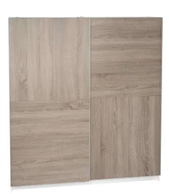 Armario 2 puertas correderas acabado en roble cortez/blanco, 200 cm(alto)180 cm(ancho)60 cm(fondo)