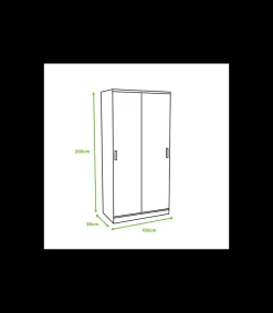 Armario 2 puertas correderas acabado blanco, 200 cm(alto)100 cm(ancho)50 cm(fondo.