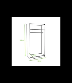 Armario 2 puertas correderas acabado blanco, 200 cm(alto)100 cm(ancho)50 cm(fondo.
