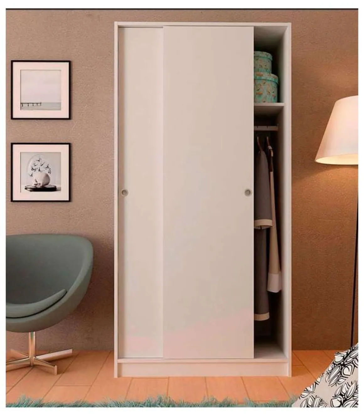 Armario 2 puertas correderas color acabado blanco 180 cm(alto)89,6 cm(ancho)50 cm(fondo)