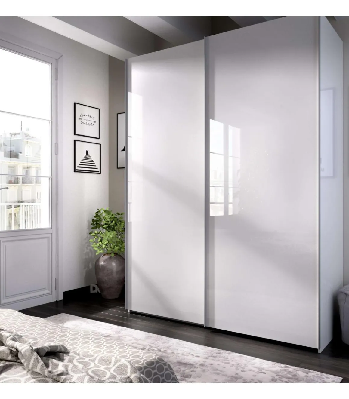 Armario puertas correderas Lupión acabado blanco 204 cm(alto)150 cm(ancho)65 cm(largo