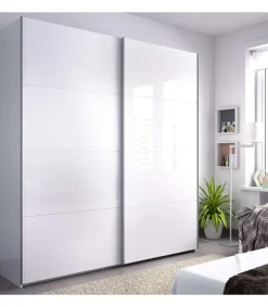 Armario 2 puertas correderas Lupión acabado blanco 204 cm(alto)180 cm(ancho)65 cm(largo)