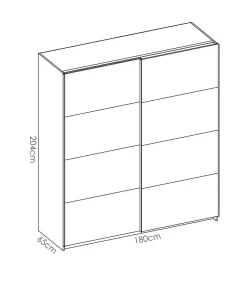 Armario 2 puertas correderas Lupión acabado blanco 204 cm(alto)180 cm(ancho)65 cm(largo)