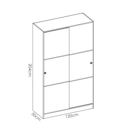Armario puertas correderas Lupión en blanco brillo 204 cm(alto)120 cm(ancho)50 cm(largo)