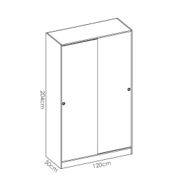 Armario puertas correderas Lupión en blanco brillo - natural. 204 cm(alto)120 cm(ancho)50 cm(largo)