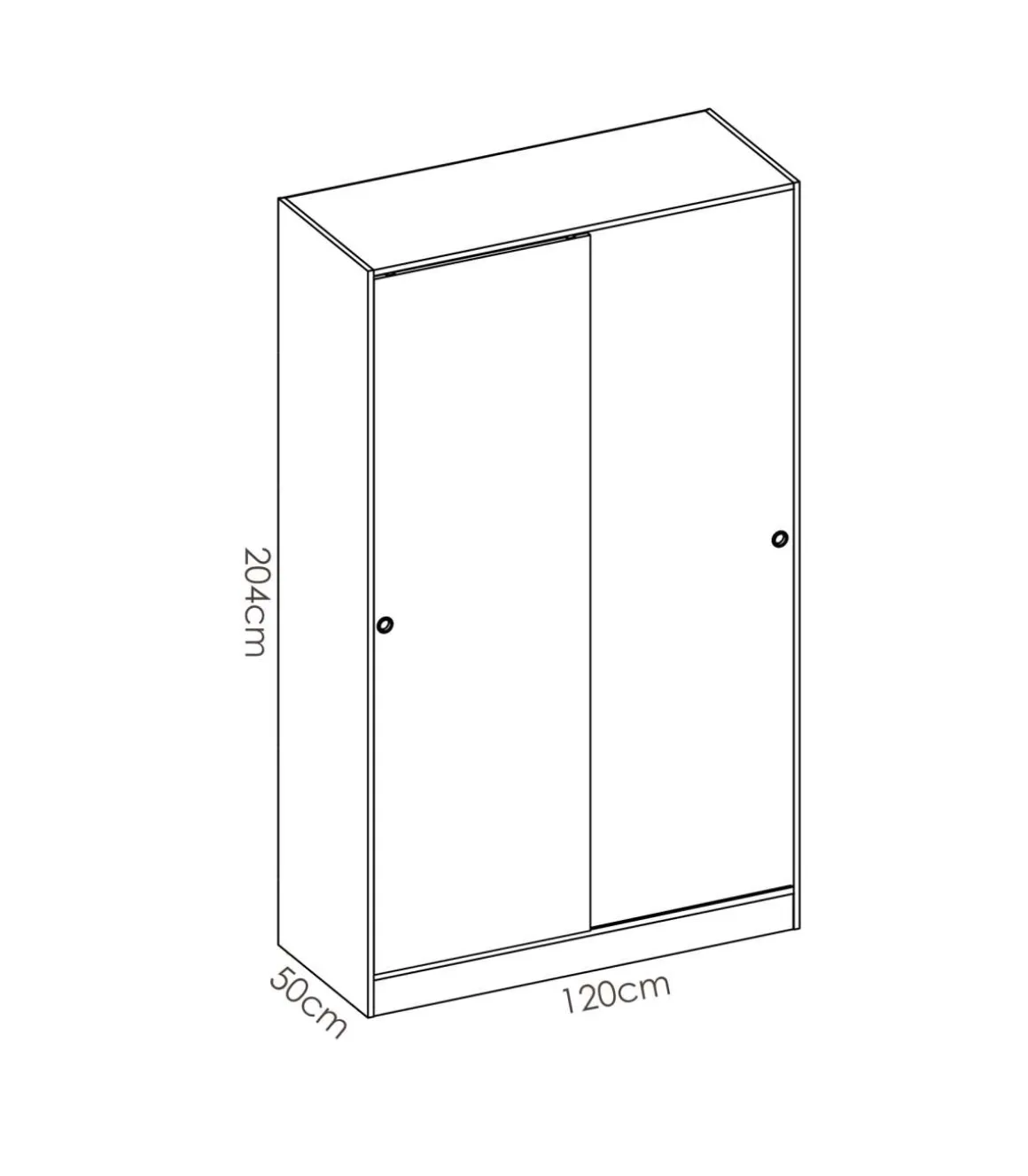 Armario puertas correderas Lupión en blanco brillo - natural. 204 cm(alto)120 cm(ancho)50 cm(largo)