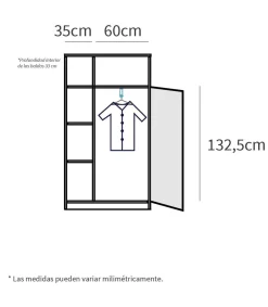 Armario Recibidor Neo acabado roble/gris, 187 cm(alto)100 cm(ancho)35 cm(fondo)