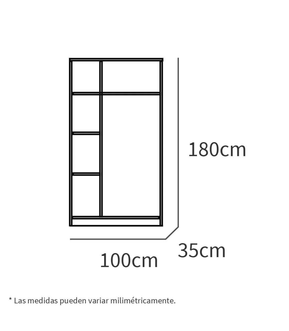Armario Recibidor Neo acabado roble/gris, 187 cm(alto)100 cm(ancho)35 cm(fondo)