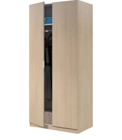 Armario ropero Aroa puertas abatibles acabado roble. 180 cm (alto). 81,5 cm (ancho). 52 cm (fondo).