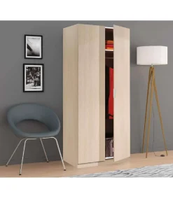 Armario ropero Aroa puertas abatibles acabado roble. 180 cm (alto). 81,5 cm (ancho). 52 cm (fondo).