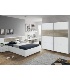 Armario ropero Linuss de 180 cm de 2 puertas correderas 200 cm alto x 180 cm ancho x 60 cm fondo