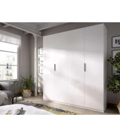 Armario ropero Lucia puertas abatibles acabado blanco 204 cm(alto)180 cm(ancho)52 cm(largo)