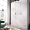 Armario ropero Marcela 3 puertas abatibles y 3 cajones en blanco 184 cm(alto)121 cm(ancho)52 cm(largo