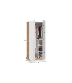 Armario ropero Nuria 2 puertas abatibles acabado blanco artik y roble 200 cm(alto) 90 cm(ancho) 52 cm(fondo)