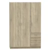 Armario ropero 3 puertas abatibles y 3 cajones Turin acabado roble, 180 cm(ancho)120 cm(ancho)50 cm(fondo)
