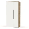 Armario ropero 2 puertas abatibles Noa acabado roble gold-blanco, 100cm(ancho) 200cm(altura) 57cm(fondo)
