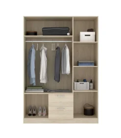 Armario ropero 3 puertas abatibles 2 cajones Huesa en roble natural 215 cm(alto)150 cm(ancho)52 cm(largo)