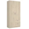 Armario ropero 2 puertas abatibles 2 cajones Huesa en roble natural 215 cm(alto)100 cm(ancho)52 cm(fondo)