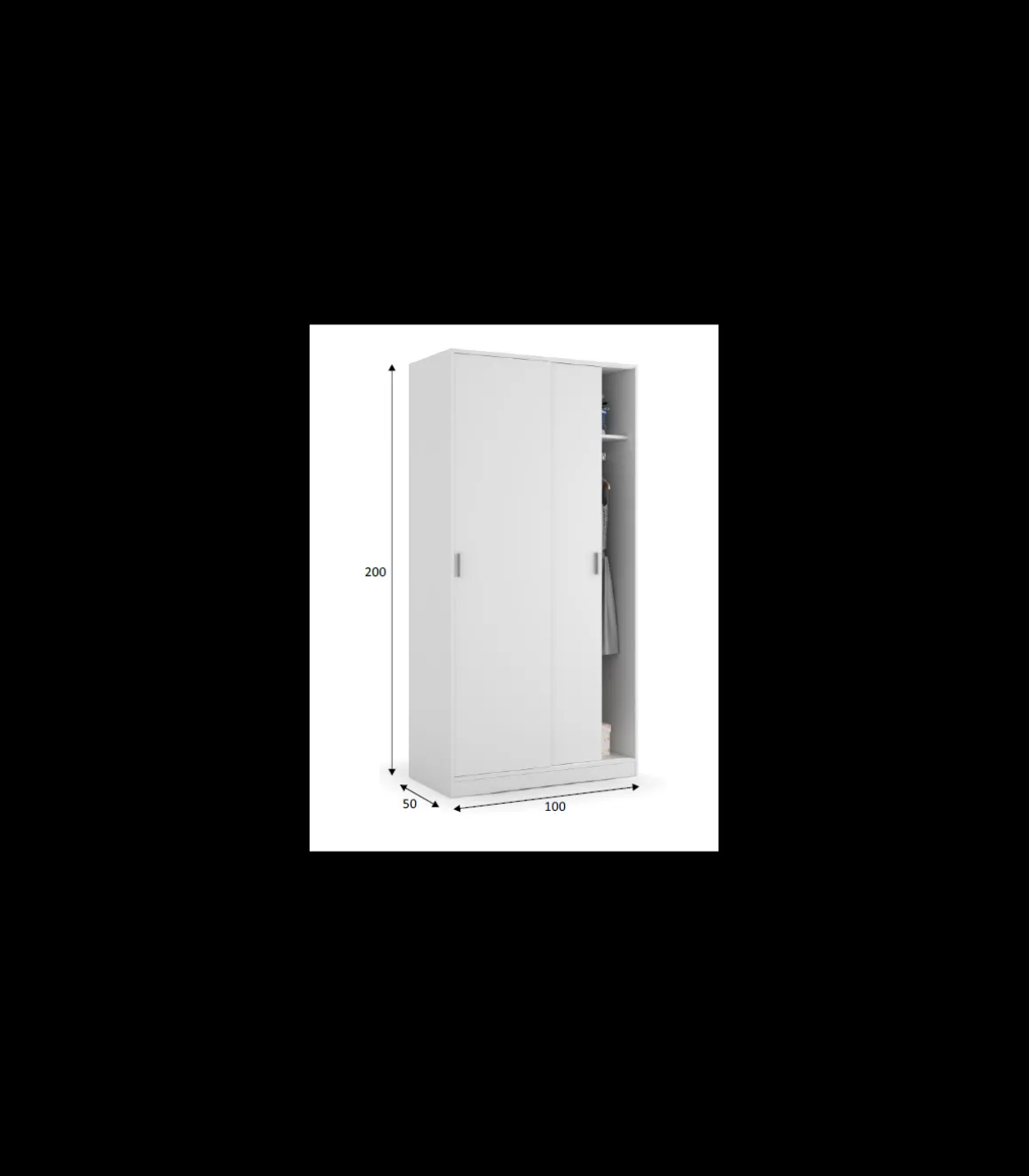 Armario ropero puertas correderas blanco. 200cm(alto). 100cm(ancho). 50cm(fondo).