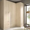 Armario ropero rincón puertas abatibles Jaén II acabado natural, 184 cm(alto)173.5 cm(ancho)90.5 cm(largo)