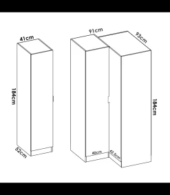 Armario ropero rincón puertas abatibles Jaén IV acabado blanco, 184 cm(alto)133 cm(ancho)90.5 cm(largo)