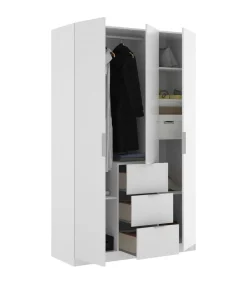 Armario ropero Romina puertas abatibles acabado blanco 204 cm(alto)135 cm(ancho)52 cm(largo)